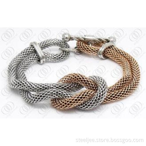 Silver and Rose Gold Stainless Steel Bracelets , PVD IP Sna